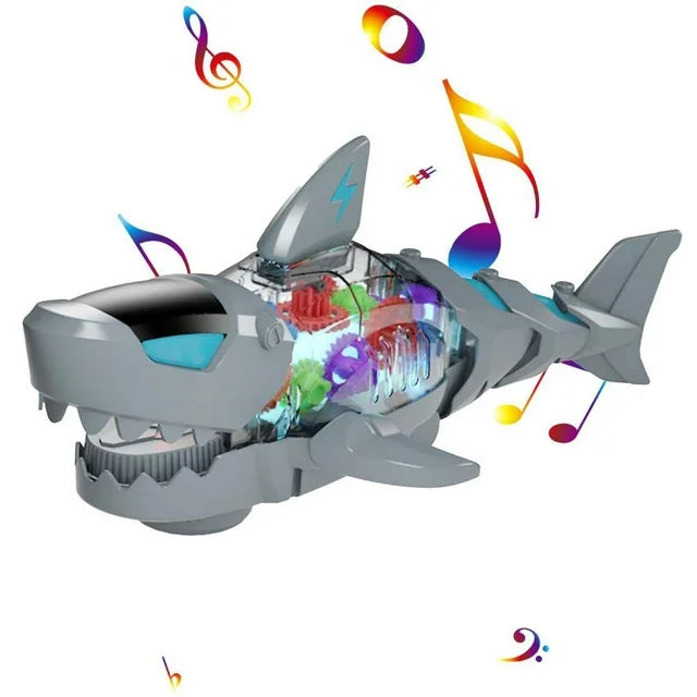 Transparent Gear Robot Shark With Light & Music