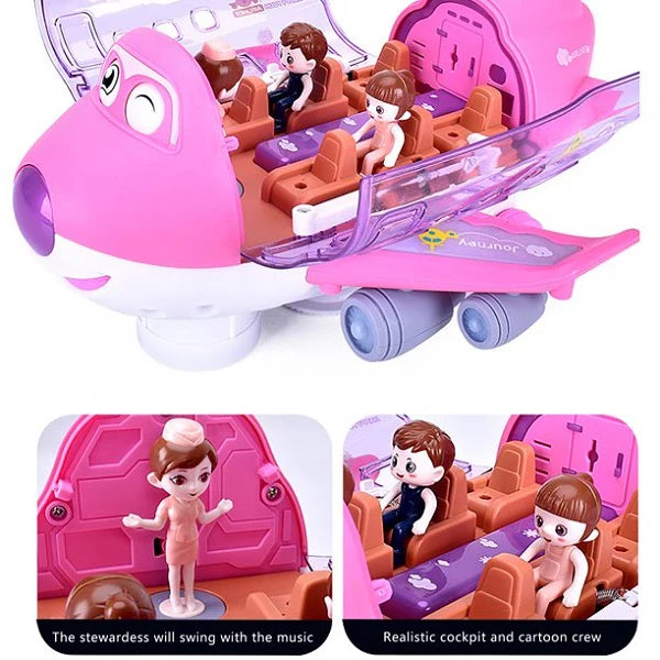 Battery Operated Airliner Toy With Light & Sound - Pink