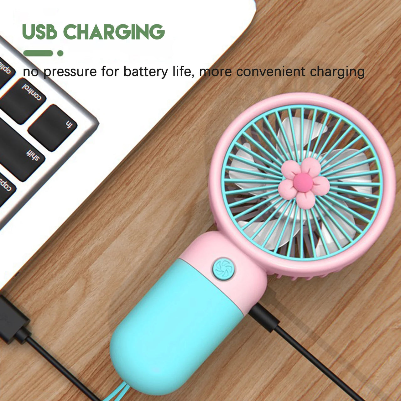 Mini Flower Design Handheld & Desktop Fan With USB