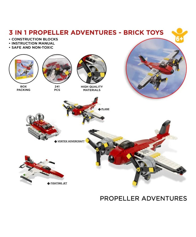 3in1 DIY Architect Propeller Adventures Bricks Set - 241+Pcs