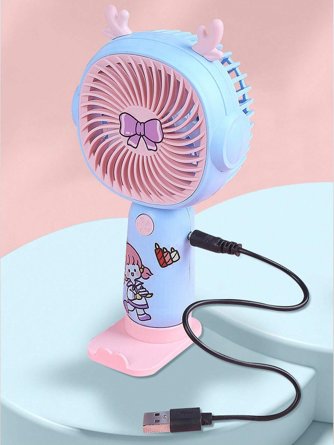 Rechargeable Mini Cartoon Handheld & Table Fan