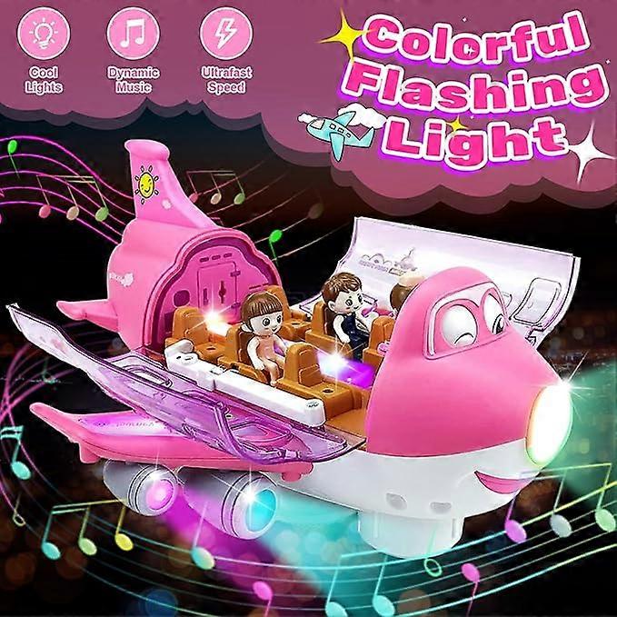 Battery Operated Airliner Toy With Light & Sound - Pink