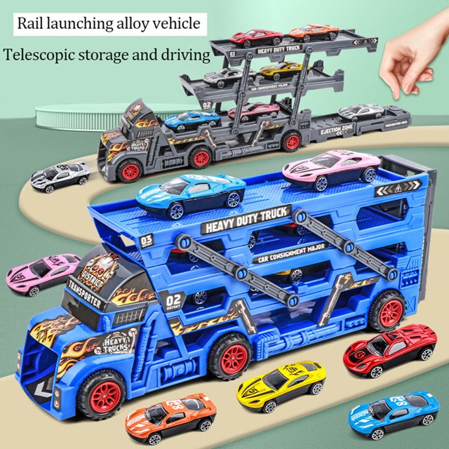 Foldable Car Launcher Transporter With 8Pcs Alloy Cars