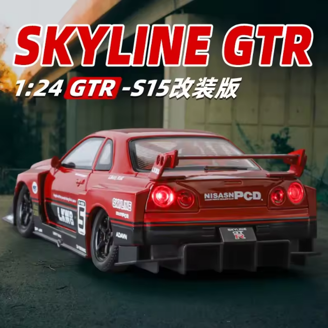 1:24 Diecast Nissan Skyline GTR R34 S15 Modified Model