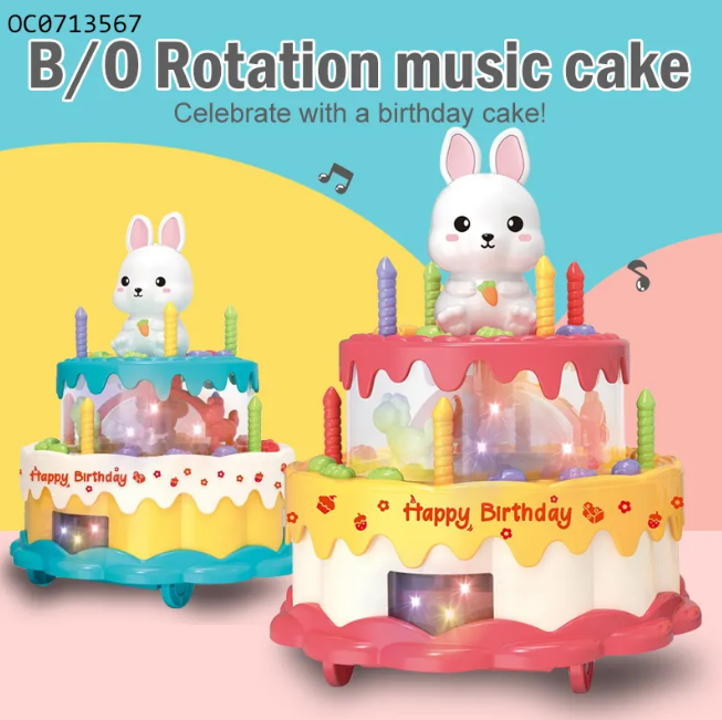 Electric Rotating Rabbit Cake With Light & Music