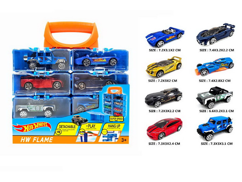 Hot Wheel Diecast Set of 8 Cars with Display Racks