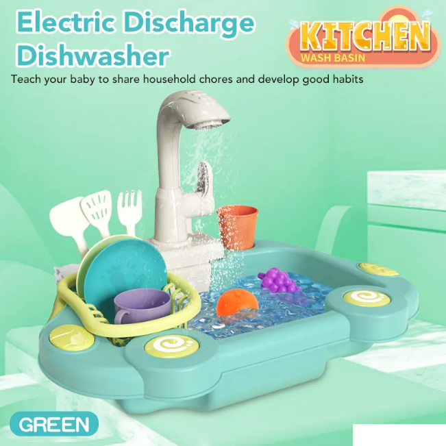 19Pcs Battery Operated Kitchen Wash Basin Play Set