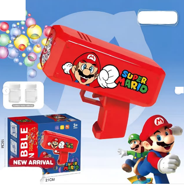 Battery Operated Super Mario Colorful Bubble Gun