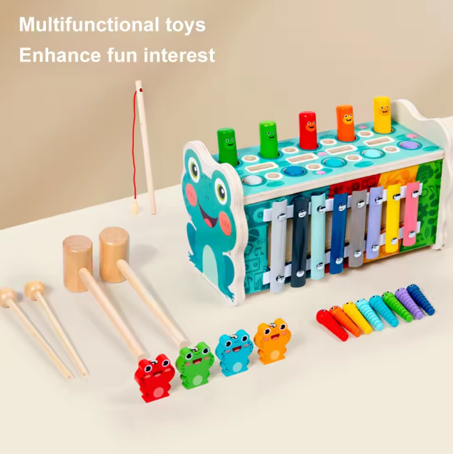 6in1 Wooden Multi-functional Xylophone & Fishing Game