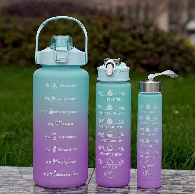 3Pcs Premium Plastic Colorful Water Bottle