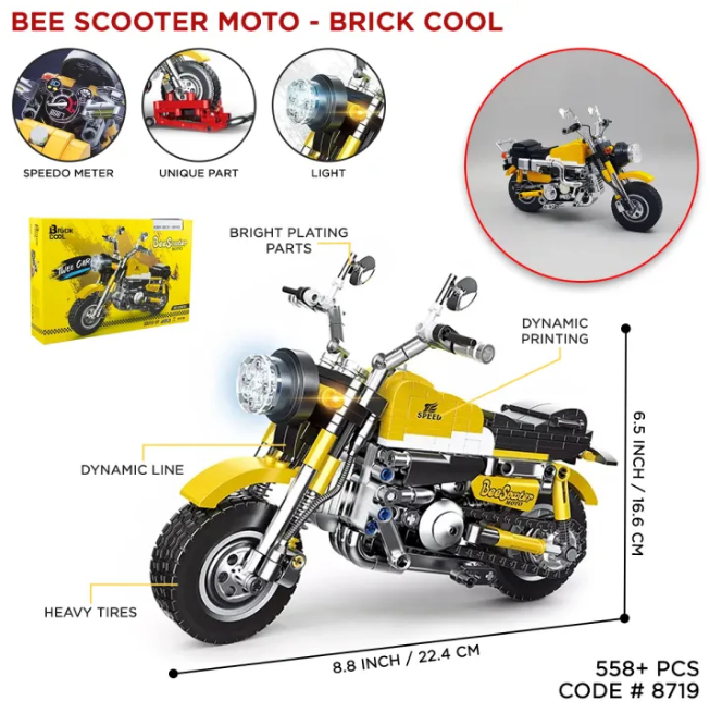 DIY Bee Scooter Model Bricks Set - 558+Pcs