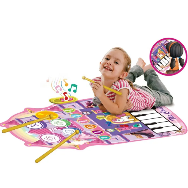 2in1 Princess Electronic Musical Drum & Piano Play Mat