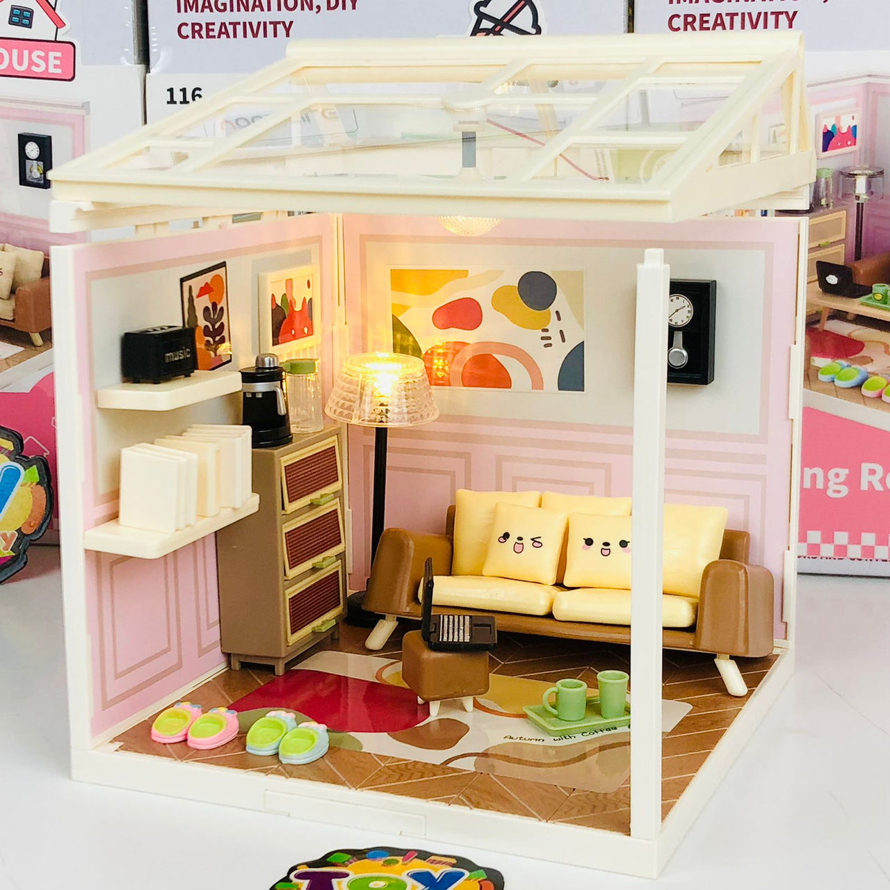 84Pcs DIY Miniature Living Room Play Set