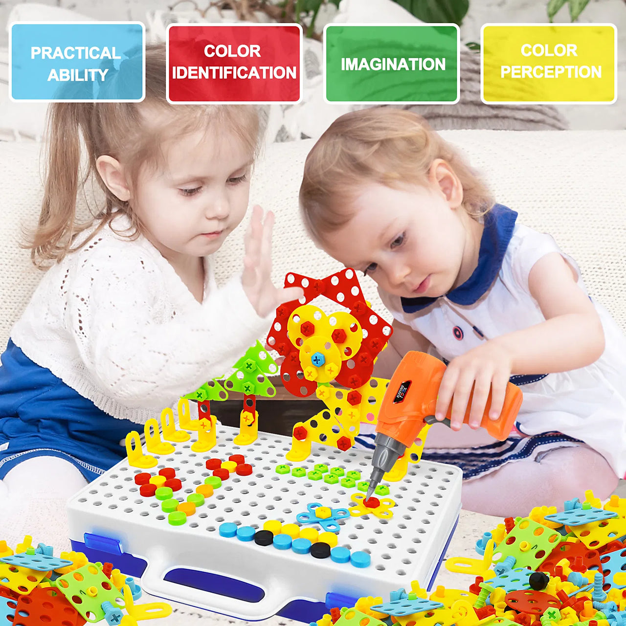 239+ Pieces Kids Creative Mosaic Drill Puzzle Box