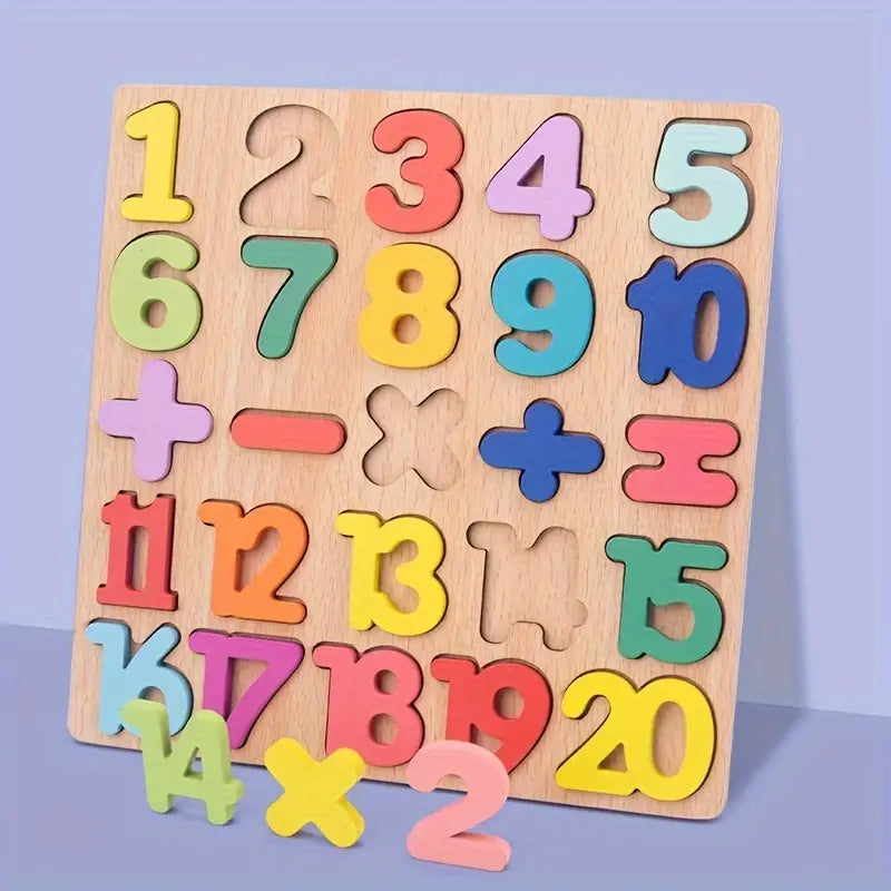 8* Inches Mini Wooden Number Puzzle & Signs Board