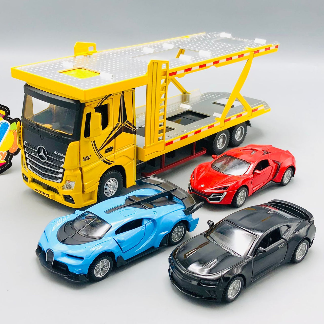 1:24 Diecast Metal Double Deck Vehicles Carrying Truck