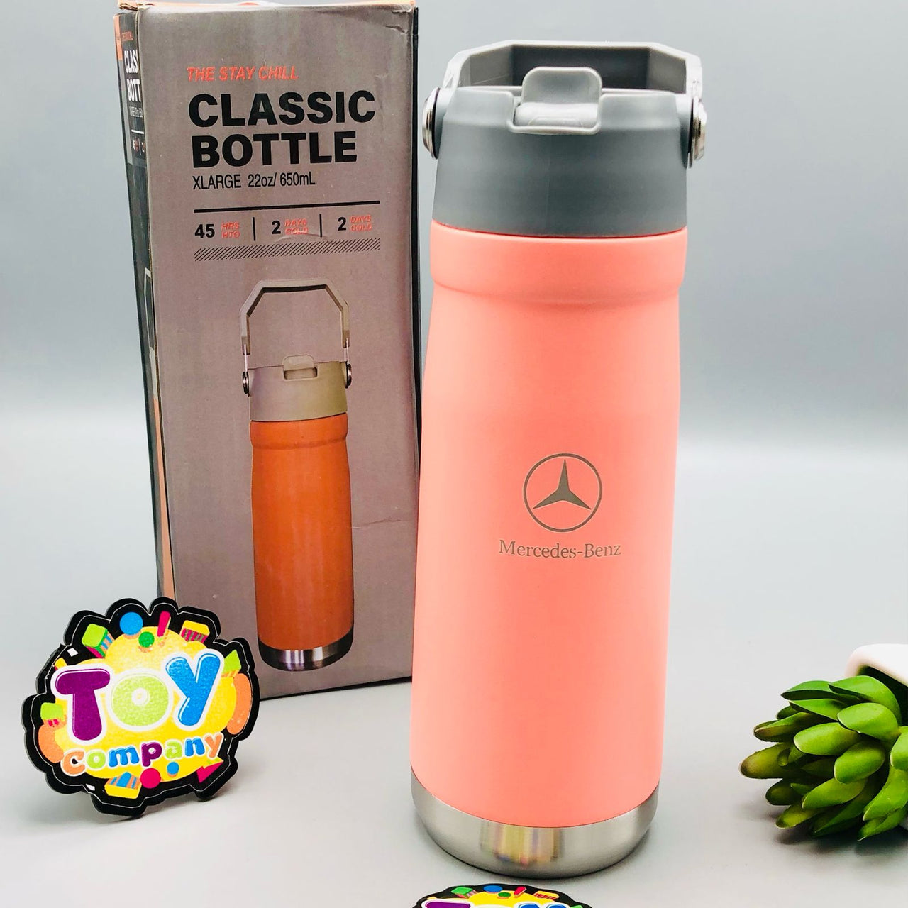 650ml Stainless Steel Mercedes Logo Water Bottle - Pink