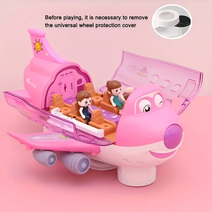 Battery Operated Airliner Toy With Light & Sound - Pink