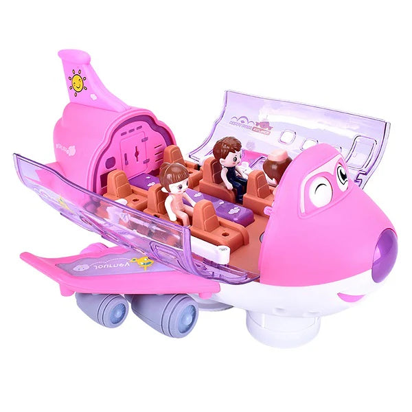 Battery Operated Airliner Toy With Light & Sound - Pink