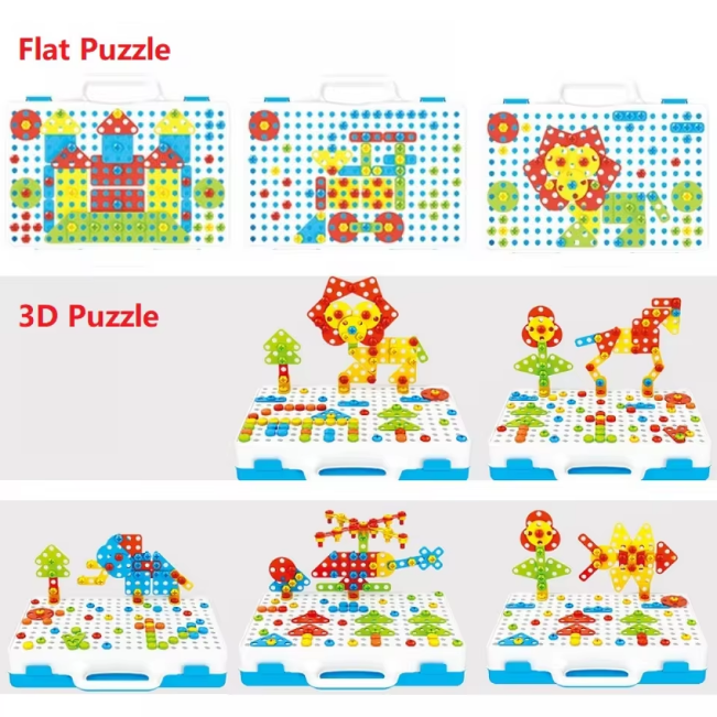 239+ Pieces Kids Creative Mosaic Drill Puzzle Box