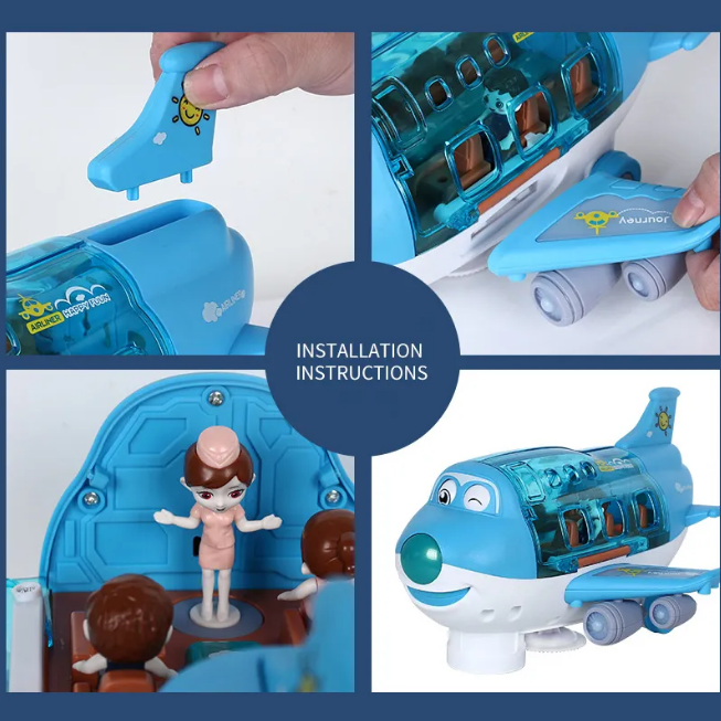 Battery Operated Airliner Toy With Light & Sound - Blue