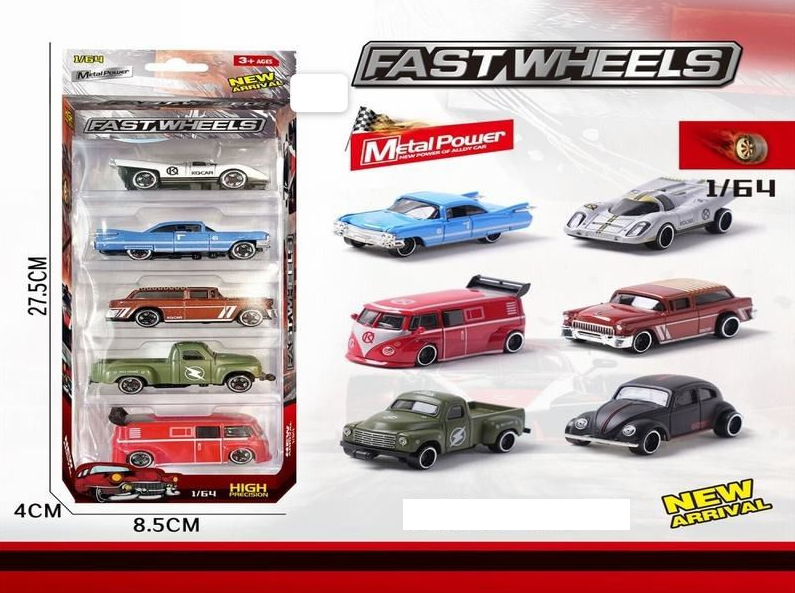 1:64 Diecast Fast Wheels Classic Cars Set - 5Pcs