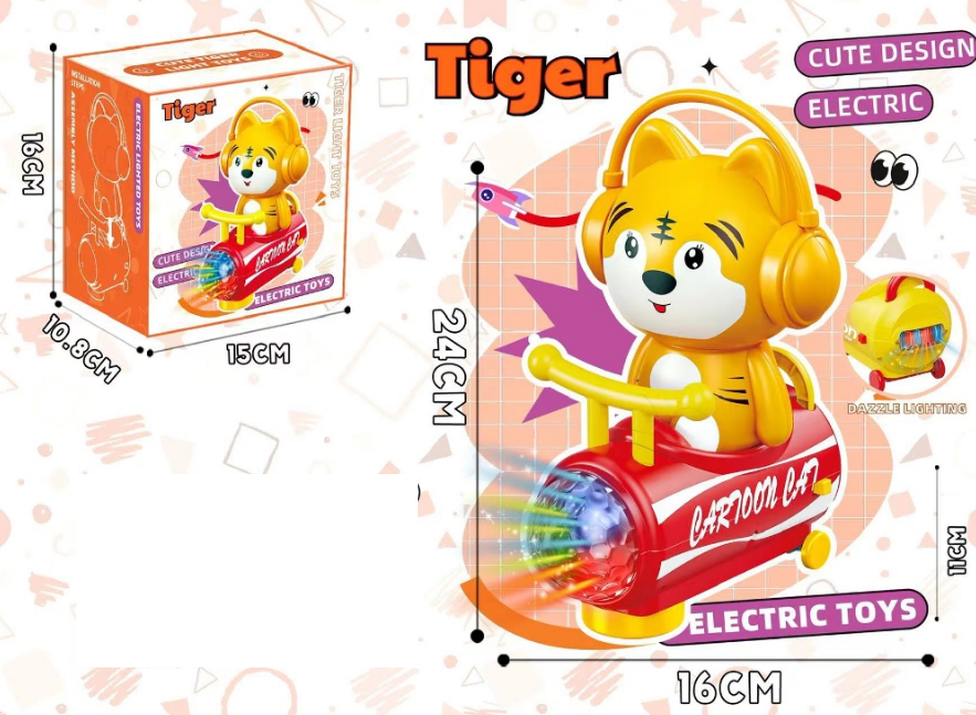 Electric Cute Tiger Car Toy With Light & Music