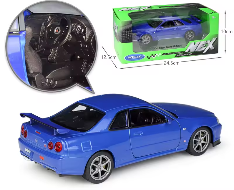 Welly 1:24 Diecast Nissan Skyline GTR R34 Model Car