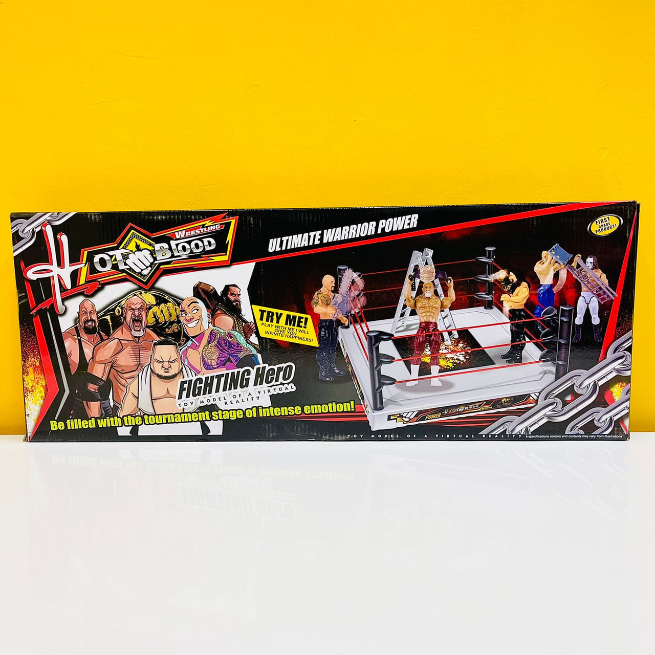 WWE Wrestling Ring With 4 Wrestling Characters & Accessories