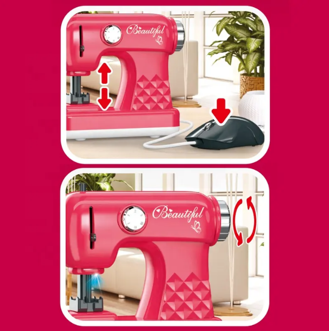 Kids Pretend Play Mini Sewing Machine Toy With Light & Sound