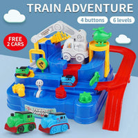 Thumbnail for Manual Mechanical Train Adventure Track Set - 2Pcs Assorted Trains