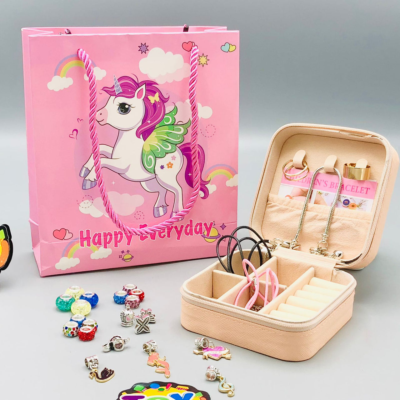 DIY Creative Charm Unicorn Jewellery Beads Set With Gift Bag