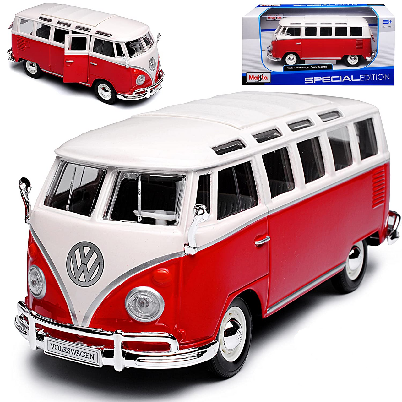 Maisto 1:25 Diecast Volkswagen Van Samba - Red