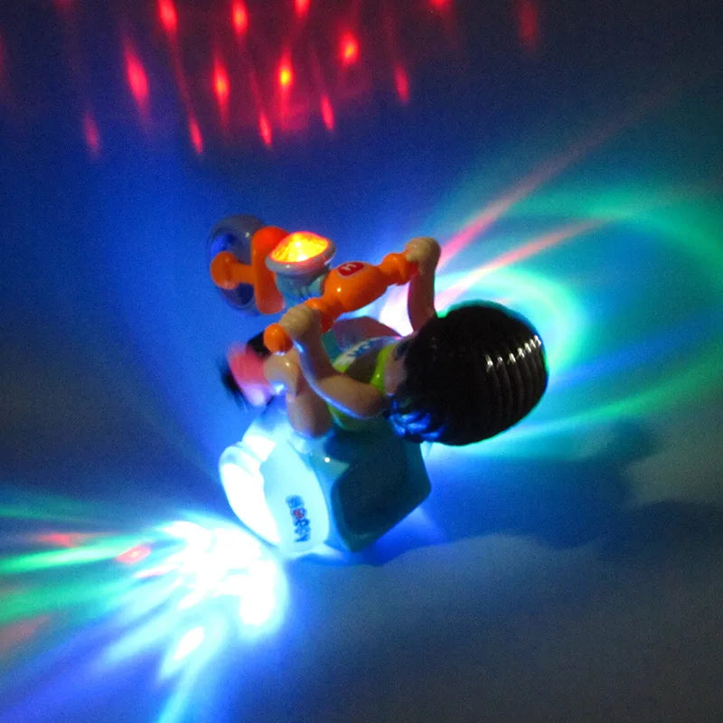 Electric Girl Riding Stunt Tricycle With Light & Music