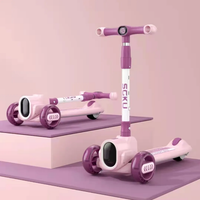 Thumbnail for 3in1 Kids Foldable Scooter With Light & Music - Purple