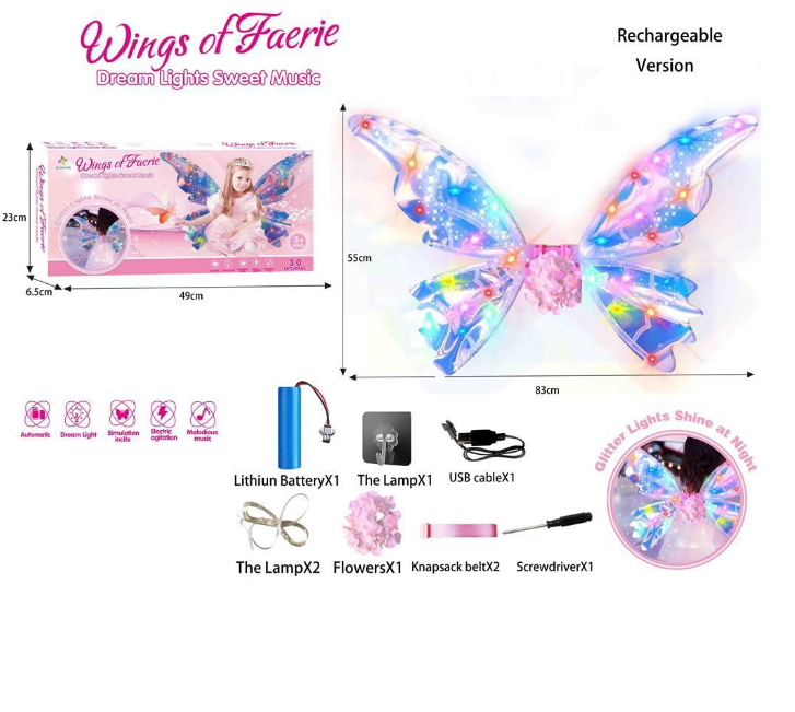 Rechargeable Faerie Wings With Light & Music