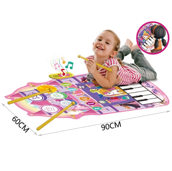 2in1 Princess Electronic Musical Drum & Piano Play Mat