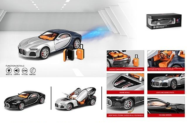 1:24 Diecast Bugatti Atlantic Model Car With Smoke