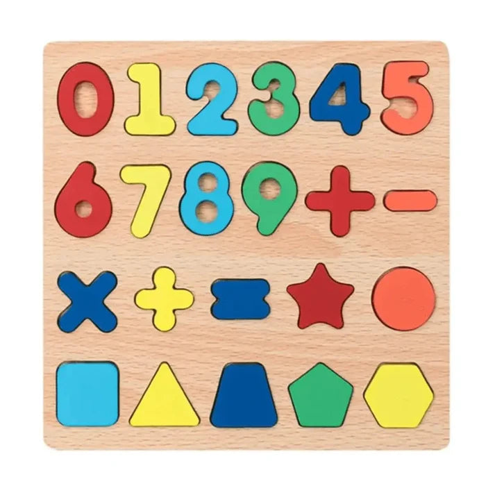 8* Inches Mini Wooden Number & Shapes Board