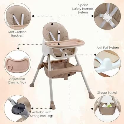 Kidilo 4in1 Convertible High Chair For Kids-Gray