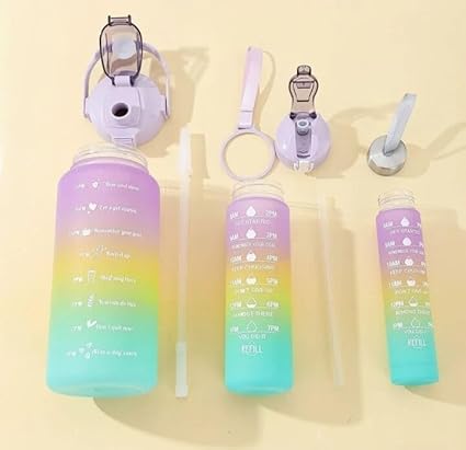 3Pcs Premium Plastic Colorful Water Bottle