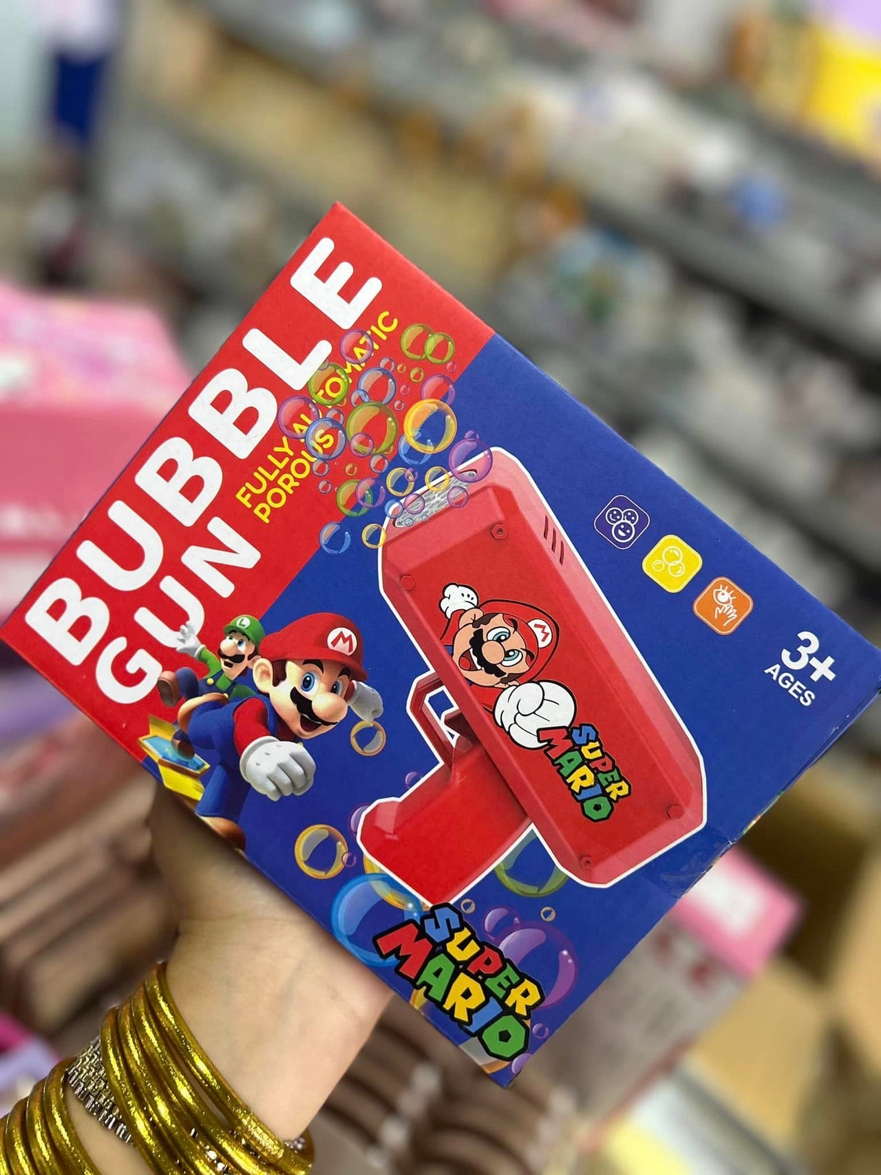 Battery Operated Super Mario Colorful Bubble Gun