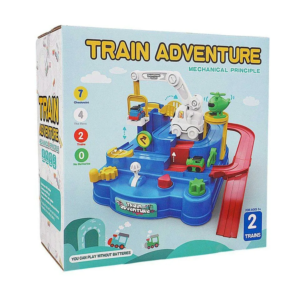 Manual Mechanical Train Adventure Track Set - 2Pcs Assorted Trains