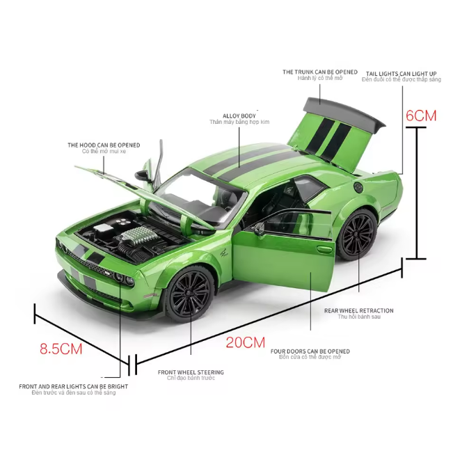 1:22 Diecast Demon Dodge Challenger SRT Model Car