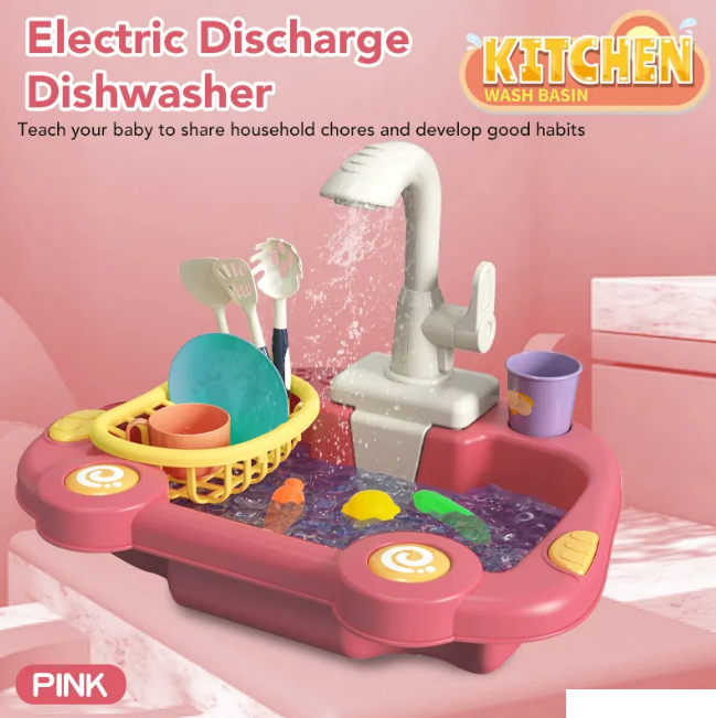 19Pcs Battery Operated Kitchen Wash Basin Play Set