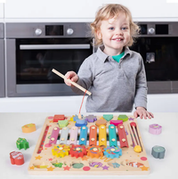 Thumbnail for 4in1 Wooden Montessori Funny Fishing & Xylophone Game Board