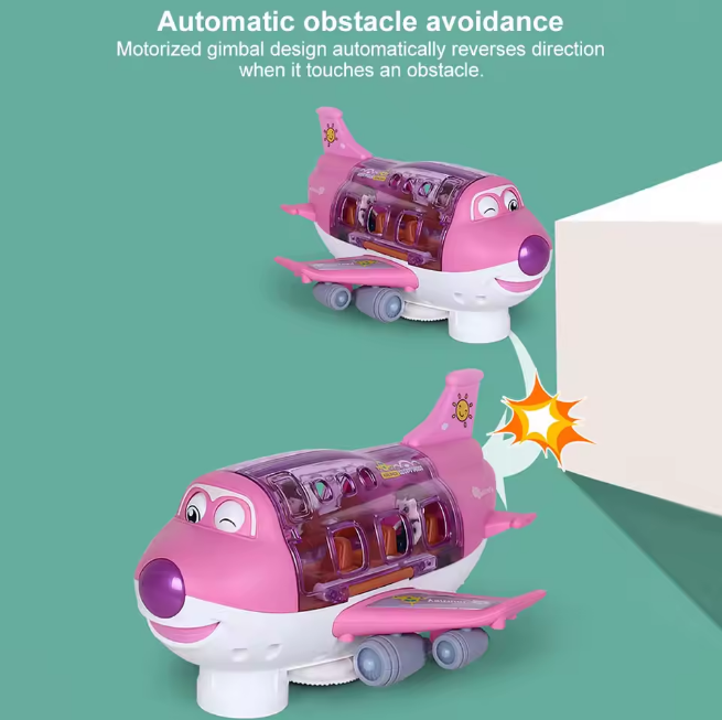 Battery Operated Airliner Toy With Light & Sound - Pink