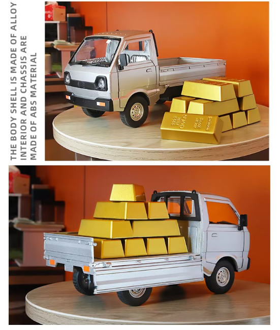 1:24 Diecast Suzuki Pickup Model Truck With Gold Bricks