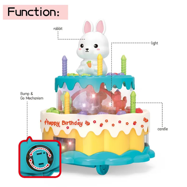 Electric Rotating Rabbit Cake With Light & Music