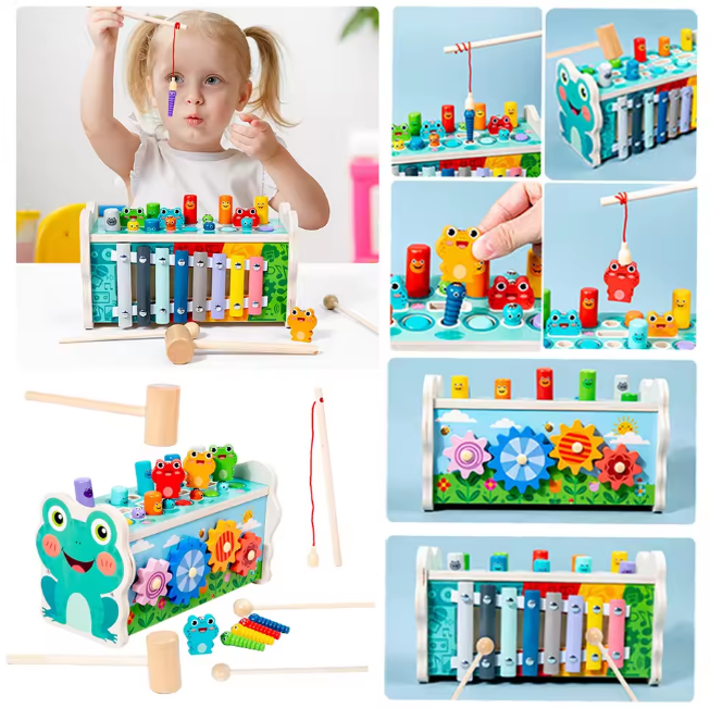 6in1 Wooden Multi-functional Xylophone & Fishing Game